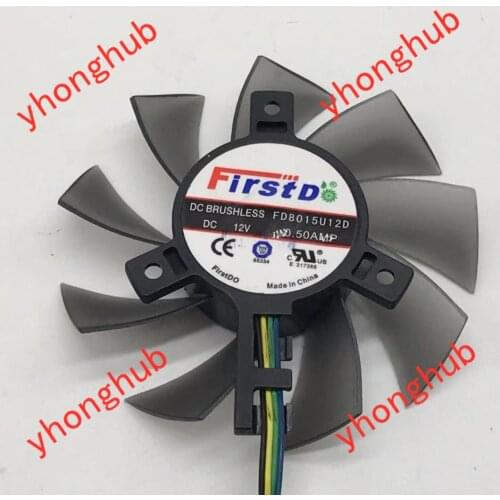 Firstd FD8015U12D GT740 650Ti EAH6770 7750 DC 12V 0.50A 4-Wire Server Cooling Fan
