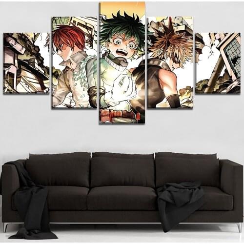 5pcs Japan Anime My Hero Academia Characters Picture Wall Art Home Decor Poster Canvas HD Print Painting Living Room Decoration