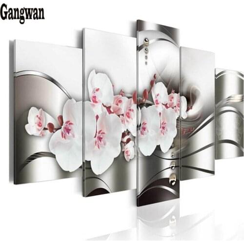 5D Diamond Embroidery orchid flower 3d DIY Diamond Painting Cross Stitch Full Rhinestone Needlework Mosaic modern wall painting