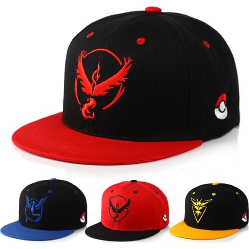 Pokemon Go Team Valor Baseball Cap Unisex Embroidery Mystic Team Instinct Snapback Hip Hop Hat Metal Mulisha Pokemon Game CP0108