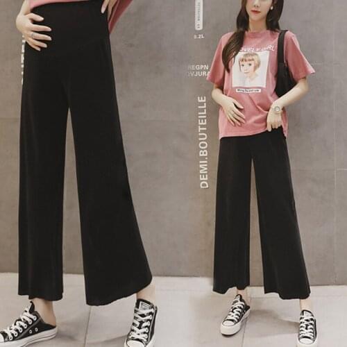 Pregnant Womens Wide-leg Cropped Trousers Summer Loose Casual Fashion Thin Section Breathable Tide Mom