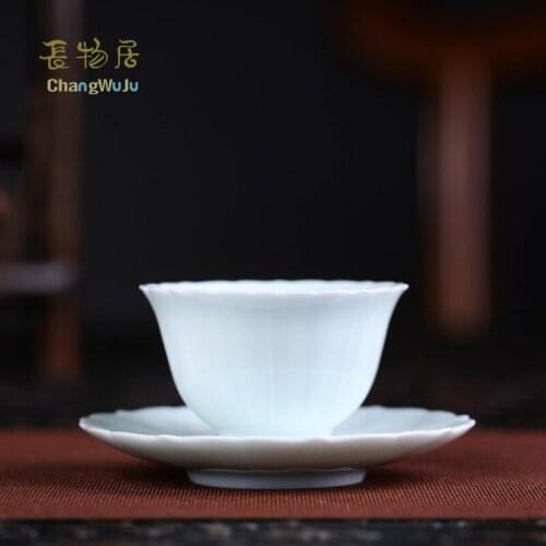 Changwuju in Jingdezhen fine Cups & Saucers the handmade famille rose porcealin Kung-Fu tea cup with cover painted by Jinhongxia