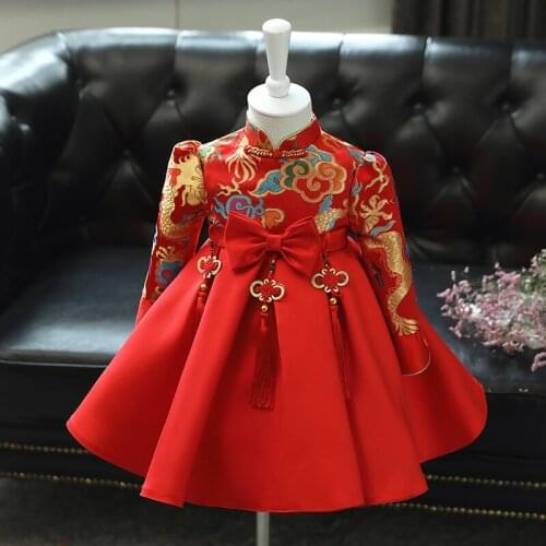2021 Kids Clothes Girls Birthday Princess Dress Baby Girl Dresses Party And Wedding Chinese Style Tang Suit Long Sleeve Vestidos