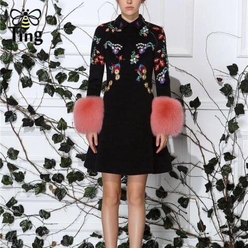 Tingfly Designer Fashion Embroidery Black A Line Mini Short Dresses Slim Casual Lady Soft Girl Dress Vestiti Zafual Plus Size ZA