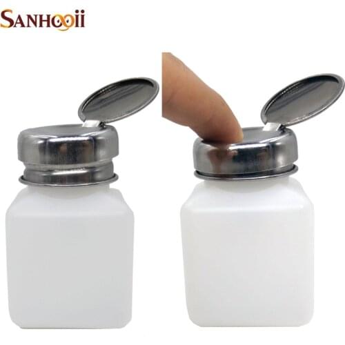 DIY 100ML Press Pump Liquid Alcohol Rosin Thinner Nail Art Polish Remover Dispenser Cleaner Pumping Bottle Anti-volatile