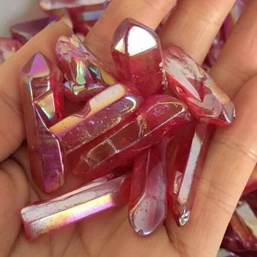 100g Electroplated Red Titanium Aura Lemurian Crystal Wand Point Healing Crystal Stone Natural Stones and Mineralstion