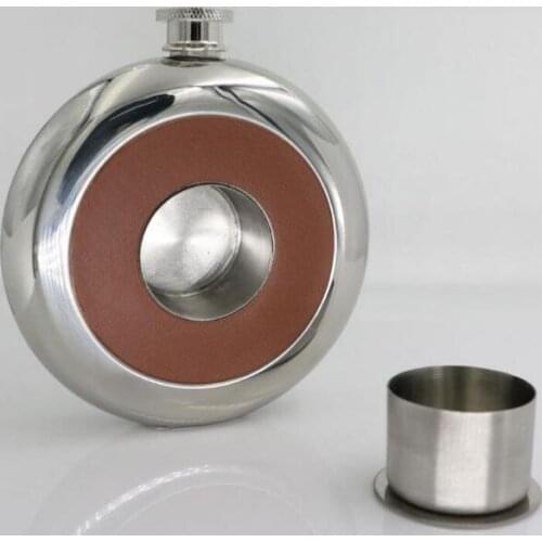 30 Sets Round Stainless Steel Pocket Flask With Build-in Cup 5oz Hip Flask Mirror Polished Bottles+ Free Funnel