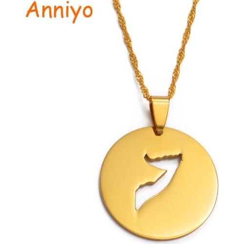 Anniyo Round Somalia Map Necklace Gold Color Jewelry Soomaaliya Pendant Country Maps Patriotic Gifts #016421