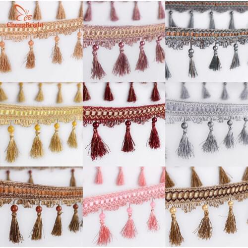 CHENGBRIGHT New 10 Meters 10CM Long Polyester Lace Tassel Flower Curtain Cloth Lace Home Decoration Accessories Textile Tassels