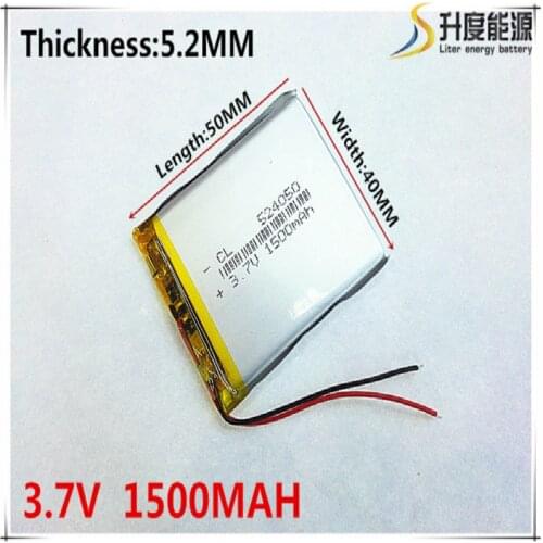 3.7V 1500mAh 524050 Lithium Polymer Li-Po li ion Rechargeable Battery cells For Mp3 MP4 MP5 GPS mobile bluetooth