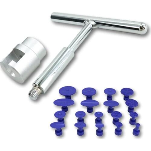 Metal Slide Hammer Dent Puller Kit Car Paintless Dent Repair Hail Removal Kit with 18 Pulling Tabs for Auto Body Repair