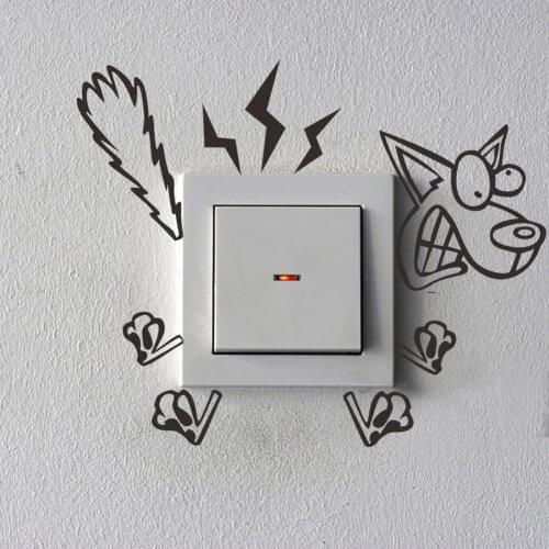 Cartoon Electric Shock Dog Print Switch Cover Room Decor PVC On-off Sticker Switch Outlet Wall Sticker