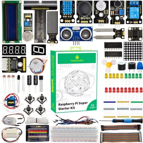 2021 New Keyestudio Raspberry Pi 4B Basic / Super Starter Kit Diy Electronic Kit for Raspberry Pi 28 /(32) in 1 (NO RPI 4B Boad)