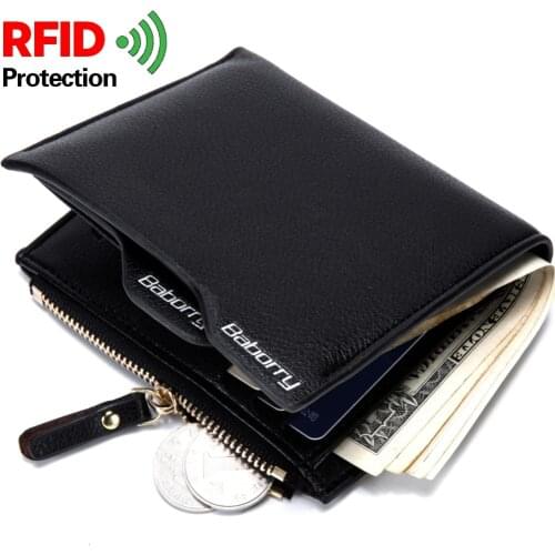 New Wallet Short men Wallets PU Leather male Purse Card Holder Wallet Fashion man Zipper Wallet men Coin bag MRF34