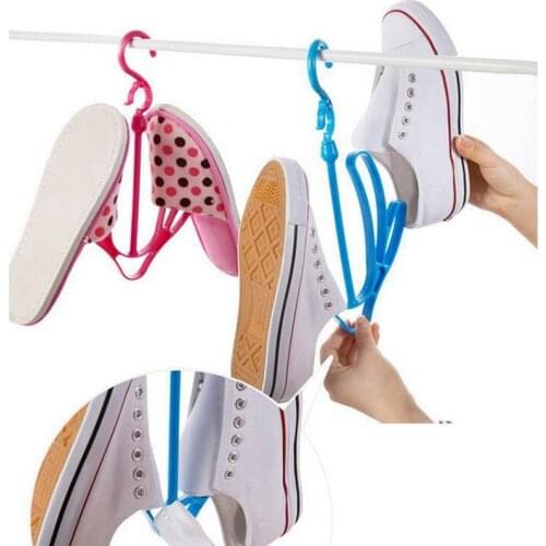 2 Hooks Plastic Shoes Drying Rack Pink/Green/Blue Shoes Hanging Storage Shelf Drying Rack Shoe Rack Stand Hanger Organizer