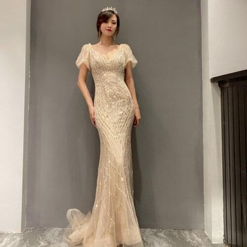 Luxury rhinestone celebrity Beaded mermaid wedding evening dress 2021 New style cocktail party Formal Womens dress