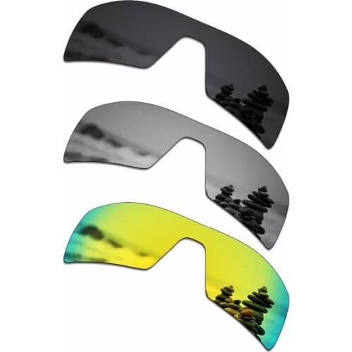 SmartVLT 3 pieces Polarized Sunglasses Replacement Lenses for Oakley Oil Rig Stealth Black and Silver Titanium and 24K Gold
