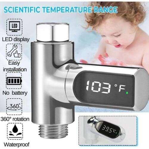 LED Digital Shower Temperature indicator 360° Rotating Water Flow Power Generation Temperature Real-time Display For Bathroom
