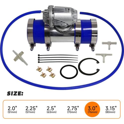 SQV Blow Off Valve BOV IV 4 + 3" 76MM Flange Pipe + Silicone Hose w/Clamps kit Blue / Black / Red