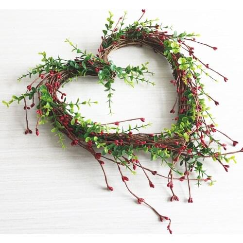 Heart Wreath Handmade Natural Grapevine Wreath Rustic Twig Red Berry Wreath For Valentine’s Day Wedding Party Christmas