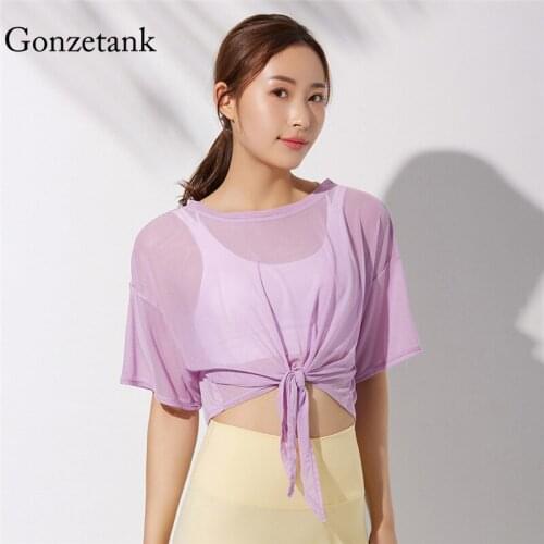 Womens Summer New Sports T-shirt Loose Ultra-thin See-through Short Sleeves Quick Drying Yoga Top Breathable Running Clothing