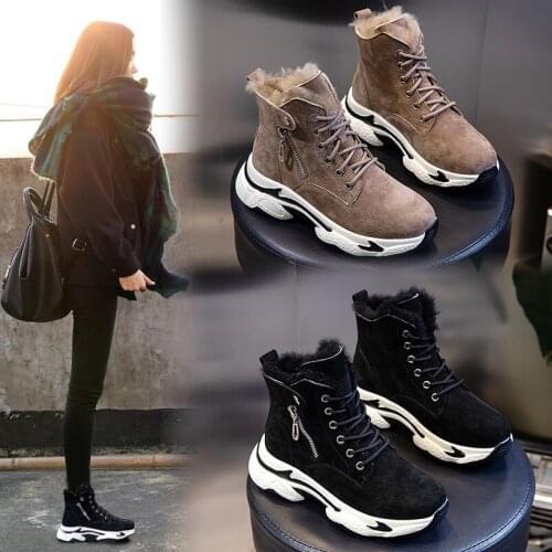 LAASIMI Wool Fur Women Winter Sports Boots For Ladies Genuine Leather Warm Ankle Boots Shoes Woman Platform Flat With Footwear