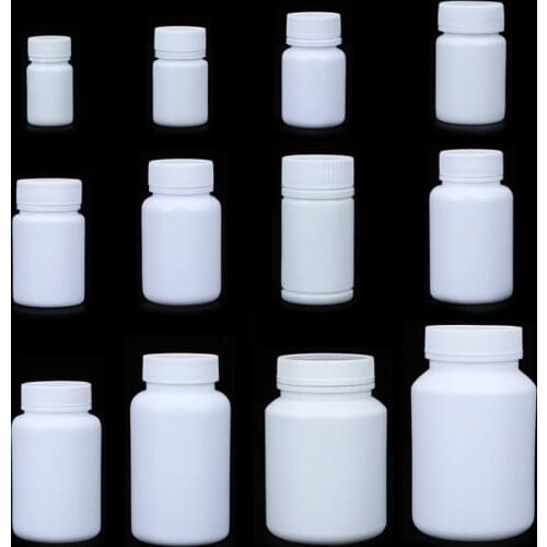 100PCS 15ml/20ml/30ml/60ml/100ml Plastic PE White Empty Seal Bottles Solid Powder Medicine Pill Vials Reagent Packing Containers