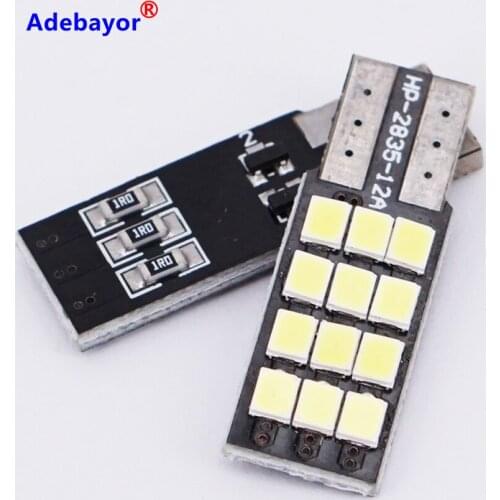 100pcs new super bright LED car light show wide T10 12SMD 2835 CANBUS decode reading lights instrument lights