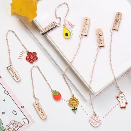 3pc Creativity Unicorn Rainbow Pendant Bookmark Cute Metal Art Exquisite Book Mark Page Folder Office School Supplies Stationery