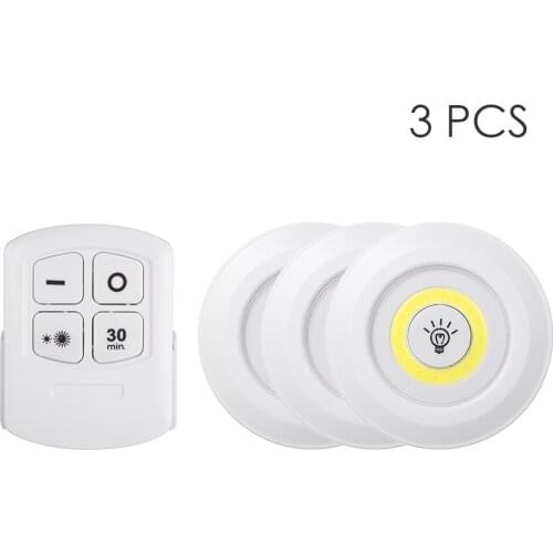 3 Pack 4.5V 1W COB LED Puck Light with Remote Controller Drop shipping