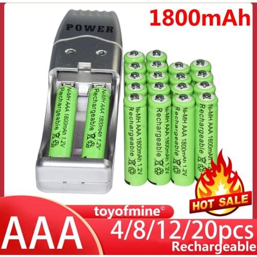 12pcs AAA 3A 1800mah 1.2V NiMH Green with USB Charger rechargeable battery