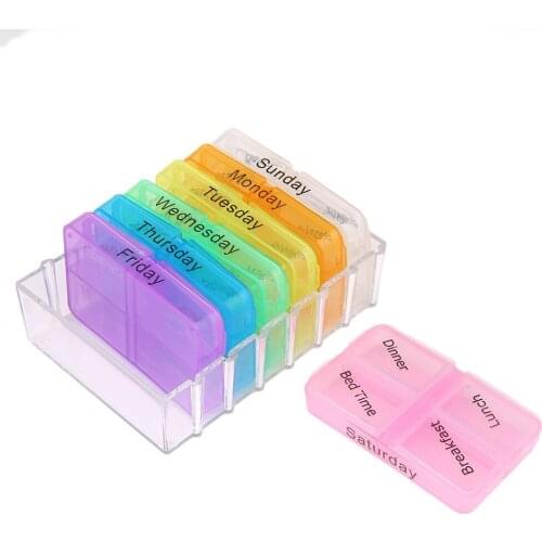 7 Days Medichine Box Seven Day Large Pill Box Medicine Tablets Holder Dispenser Pills Organiser Fashion for Seniors Athletes