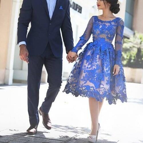 Abito da cocktail Royal Blue Cocktail Gowns for Women Full Sleeves vestidos de coctel robe de cocktail courte Cocktail Dresses