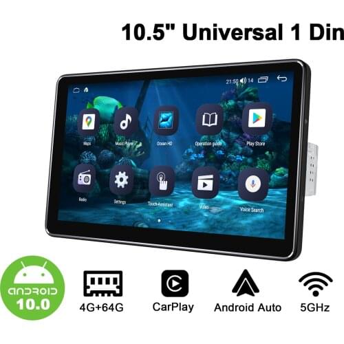 10.5" Car Radio With Display Android 10 Universal Head Unit Car Multimedia 1din Video Player GPS Naviagtion New User Interface