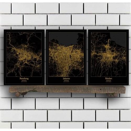 Bandung Jakarta Medan Palembang Surabaya Indonesia Map Poster