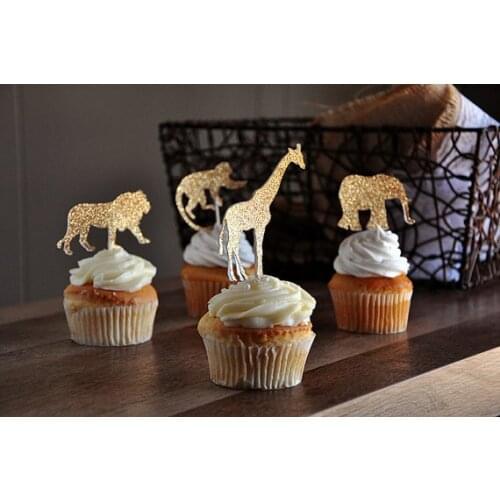 Glitter Jungle Animal birthday Cupcake Toppers bachelorette party wedding baby bridal shower toothpicks