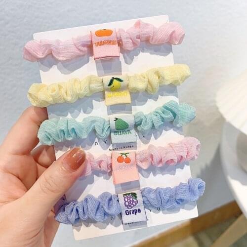 Candy Color Elastic Hair Bands For Girls Kids Cute Fruit Pattern Hair Accessories Children Hair Ring Head Rope Kids Hair Wear