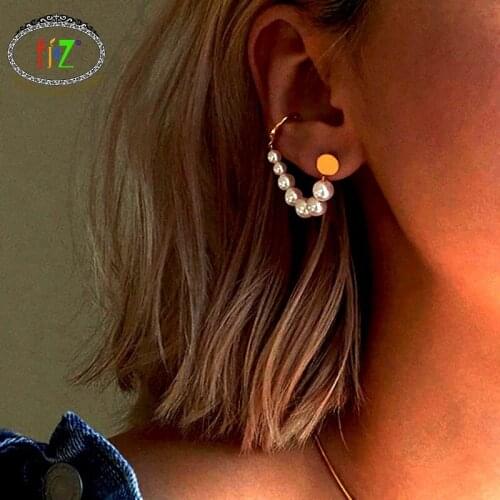 F.J4Z 2020 Trend Earrings for Women Fashion Elegant Simulated Pearl Beaded Charms Cuff Earrings Stars Christmas Gifts Dropship