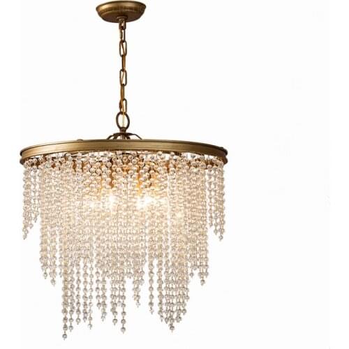 Crystal beads fringe pendant lighting gold suspension loft lighting for kitchen bedroom restaurant foyer dining room store lamps