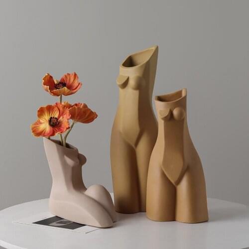 Ins Nordic Female Body Creative Vases Geometric Dried Flower Home Decoration Simple Tabletop Flower Sculpture Ornaments