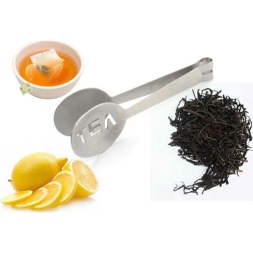 Reusable Metal Mini Sugar Clip Stainless Steel Tea Bag Tongs Teabag Squeezer Strainer Holder Grip LX2525