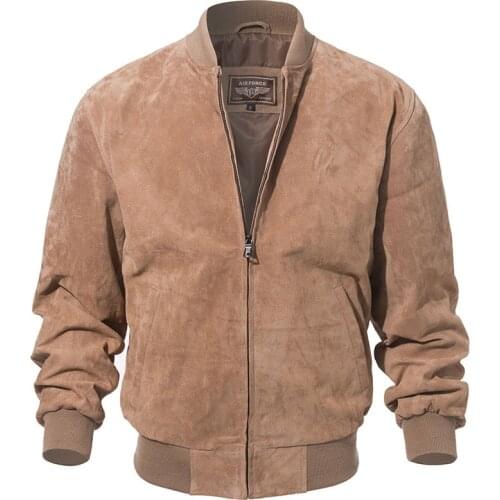 2021New Mens Classic Real Pigskin Jacket Genuine Baseball Pilot Leather Jacket Leather Coat European Style