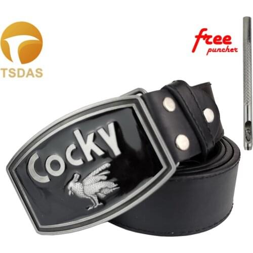 Luxury Black Cocky Belt Buckle Fashion Animal Belt Buckle with Pu Leather Belt for Man Drop Shipping