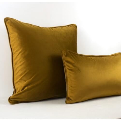 Soft Luxury Brown Gold Velvet Cushion Cover Pillow Case Bed Sofa Pillow Cover Piping Design No Balling-up Without Stuffing