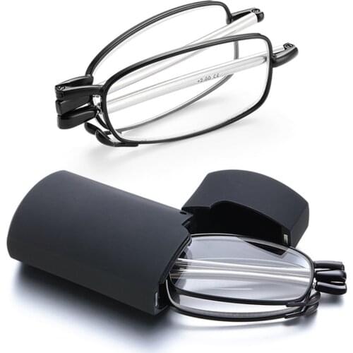 Hot Fashion MINI Design Reading Glasses Men Women Folding Small Glasses Frame Black Metal Glasses With Original Box Portable