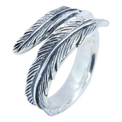 Wholesale Price Real 925 Silver Eagle Feather Ring Top Quality Fashion Ladies Mini Biker Feather Ring
