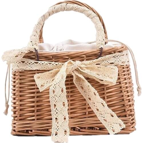 Beach Casual Rattan Bag Fashion Woven Straw Bags Tote Handbags Shoulder Bag Bamboo Bag For Women With Large Capacity