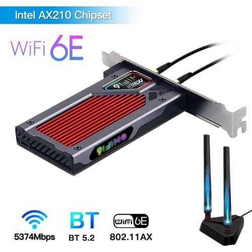 Desktop WiFi 6E AX210 Wireless 2.4G/5G/6Ghz Intel AX210NGW Bluetooth 5.2 802.11AX PCIe Network Adapter Wifi6 Card for Windows 10