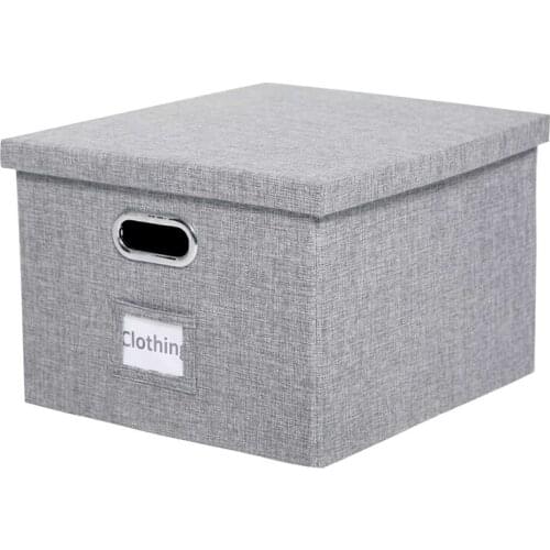 Foldable File Clothes Storage Organizer Linen Letter/Legal Toys Sundries Storage Box for Home Office (50X40X30cm)