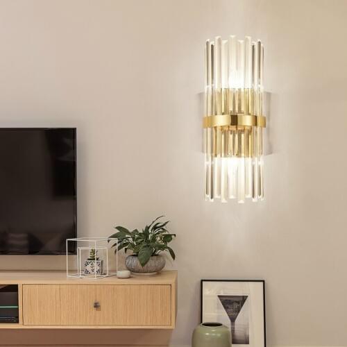Modern Luxury Crystal Wall Lamp Modern Simple Living Room Bedroom Bedside Lamp Decor Home Wall Sconce Light Fixture Luminaria